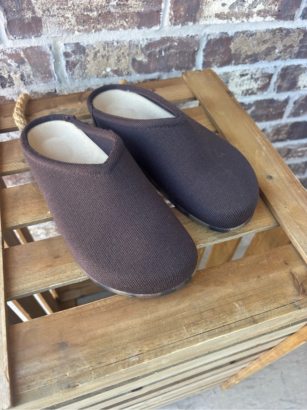 Rothy’s The Clog Brown Chocolate Knit Slip On Mules Size 8